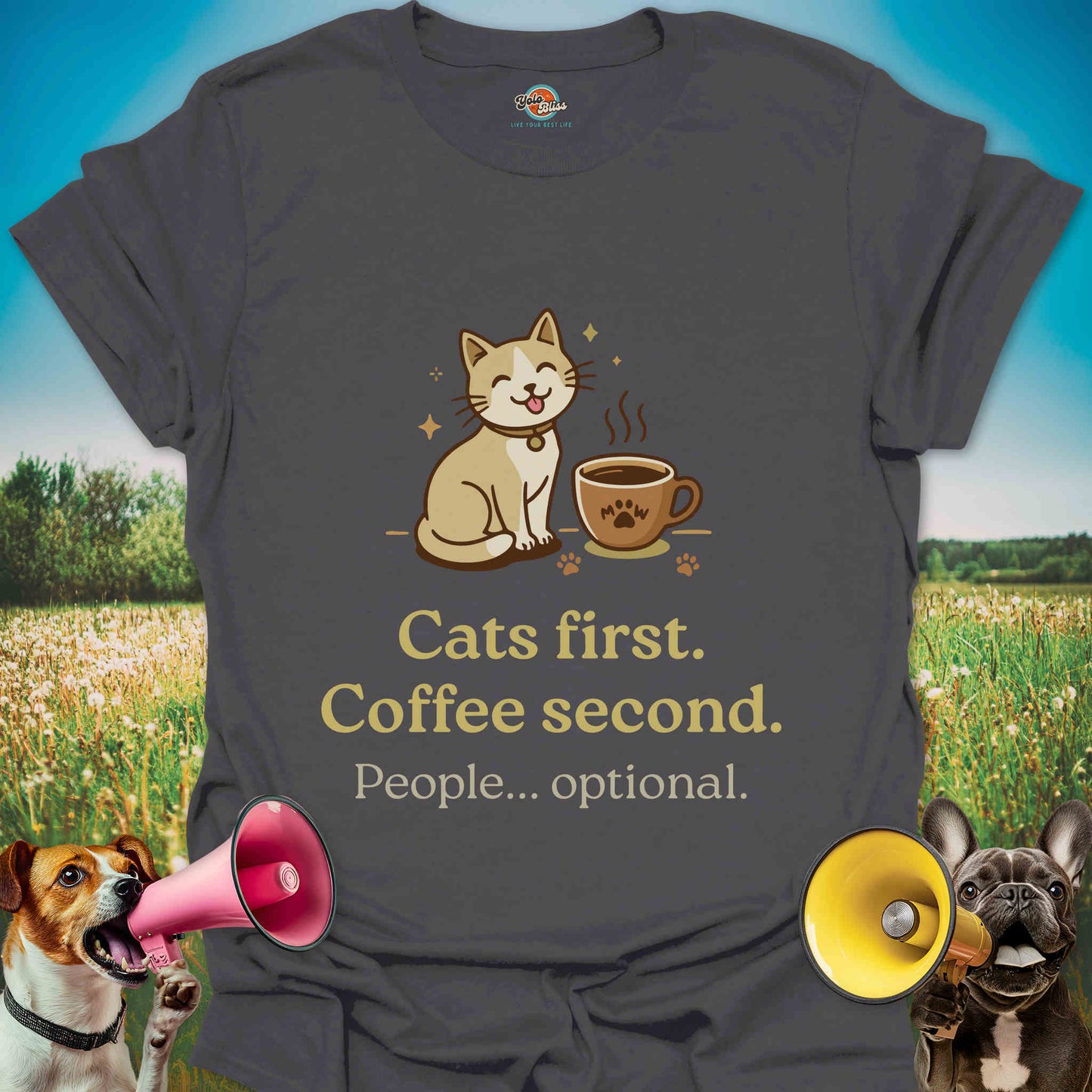 Cats First Coffee Second People Optional - Tee