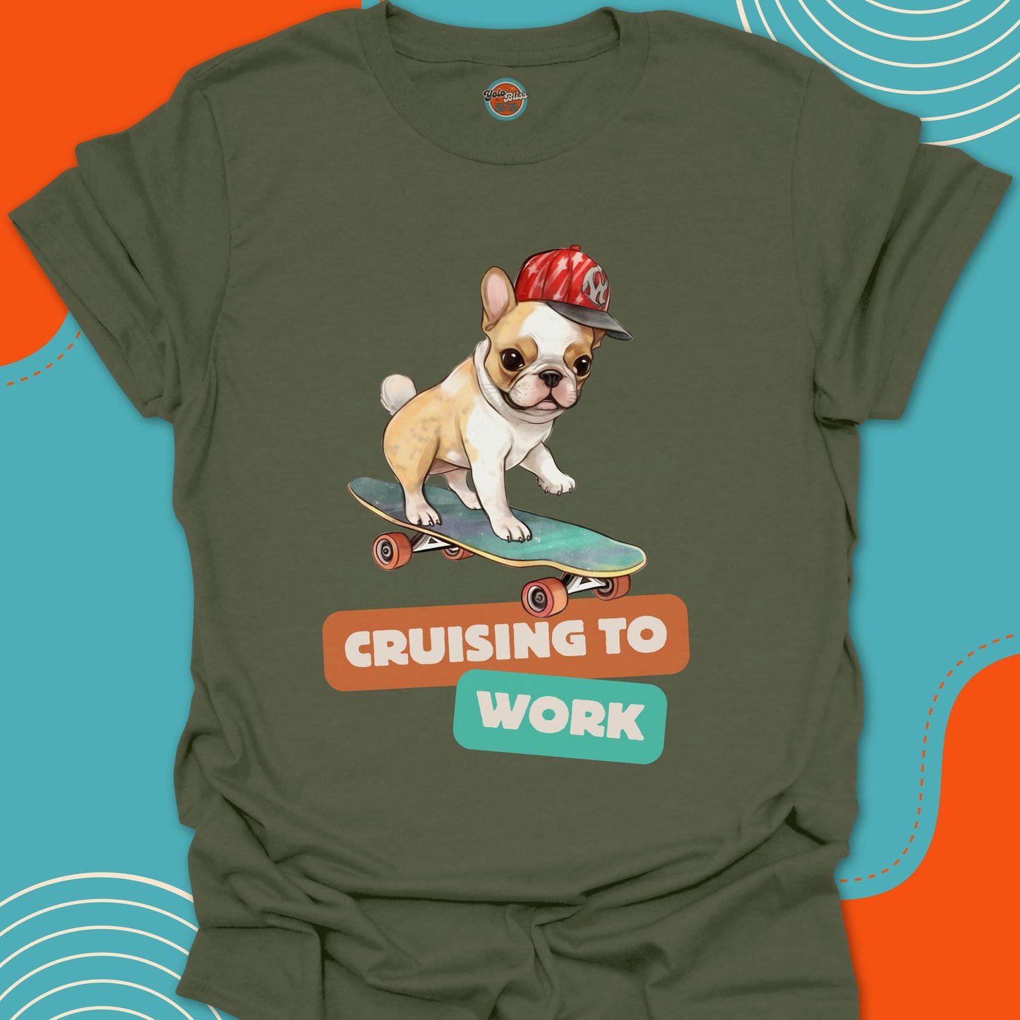FRENCH BULLDOG ON SKATEBOARD - Tee