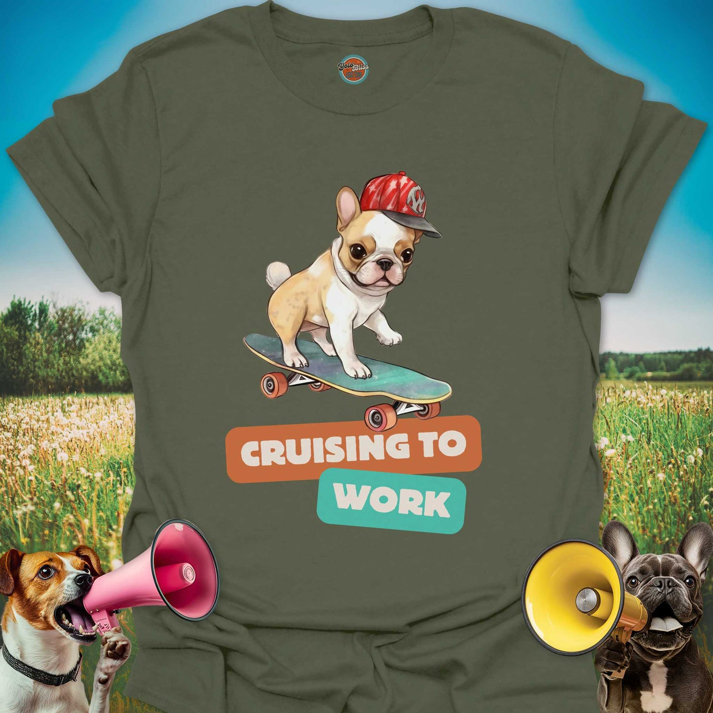 French Bulldog On Skateboard - Tee