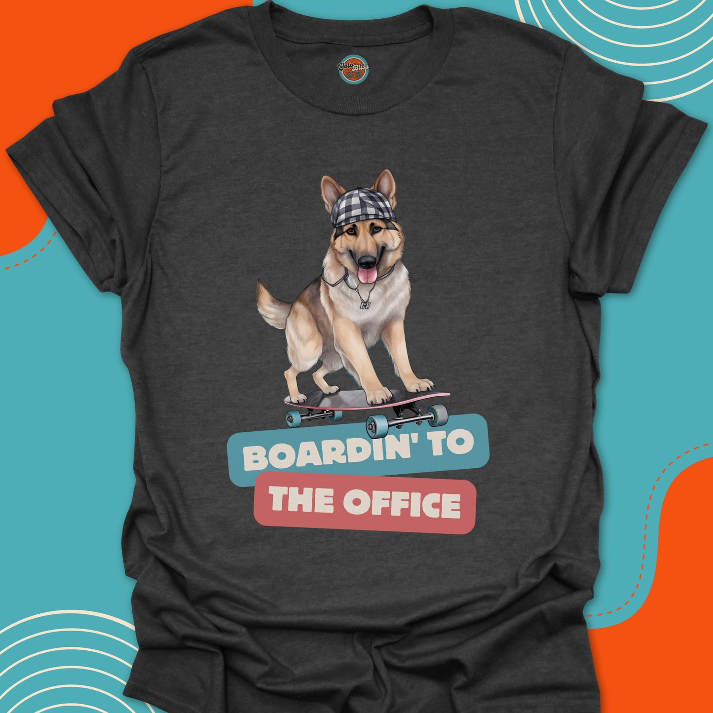 GERMAN SHEPHERD ON SKATEBOARD - Tee