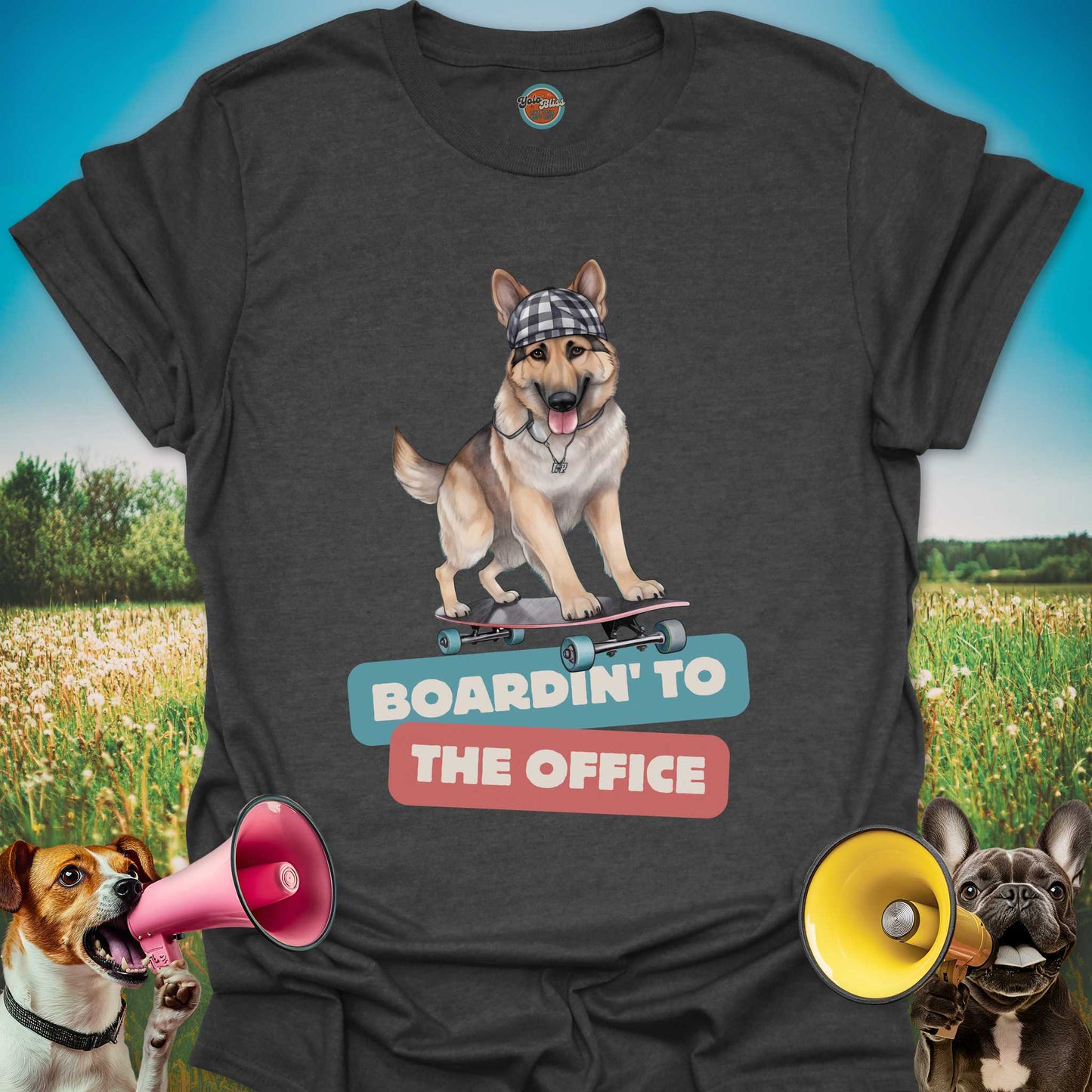 German Shepherd On Skateboard - Tee