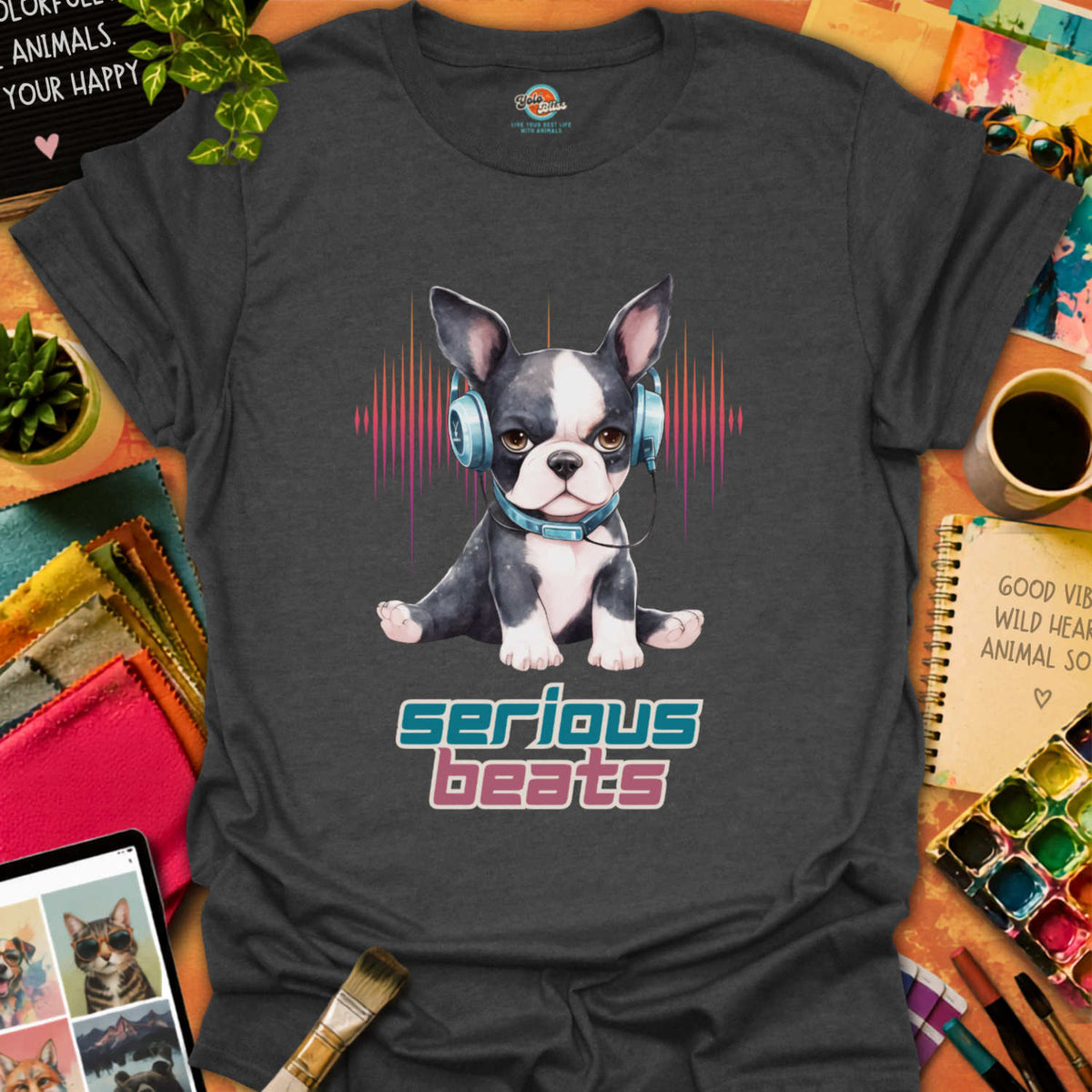 Serious Beats Boston Terrier T-shirt
