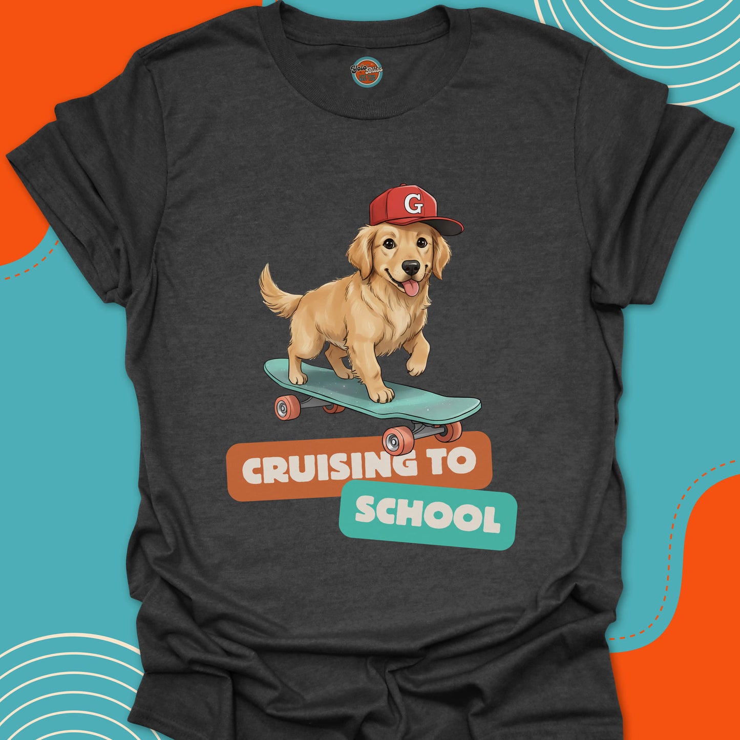GOLDEN RETRIEVER ON SKATEBOARD - Tee