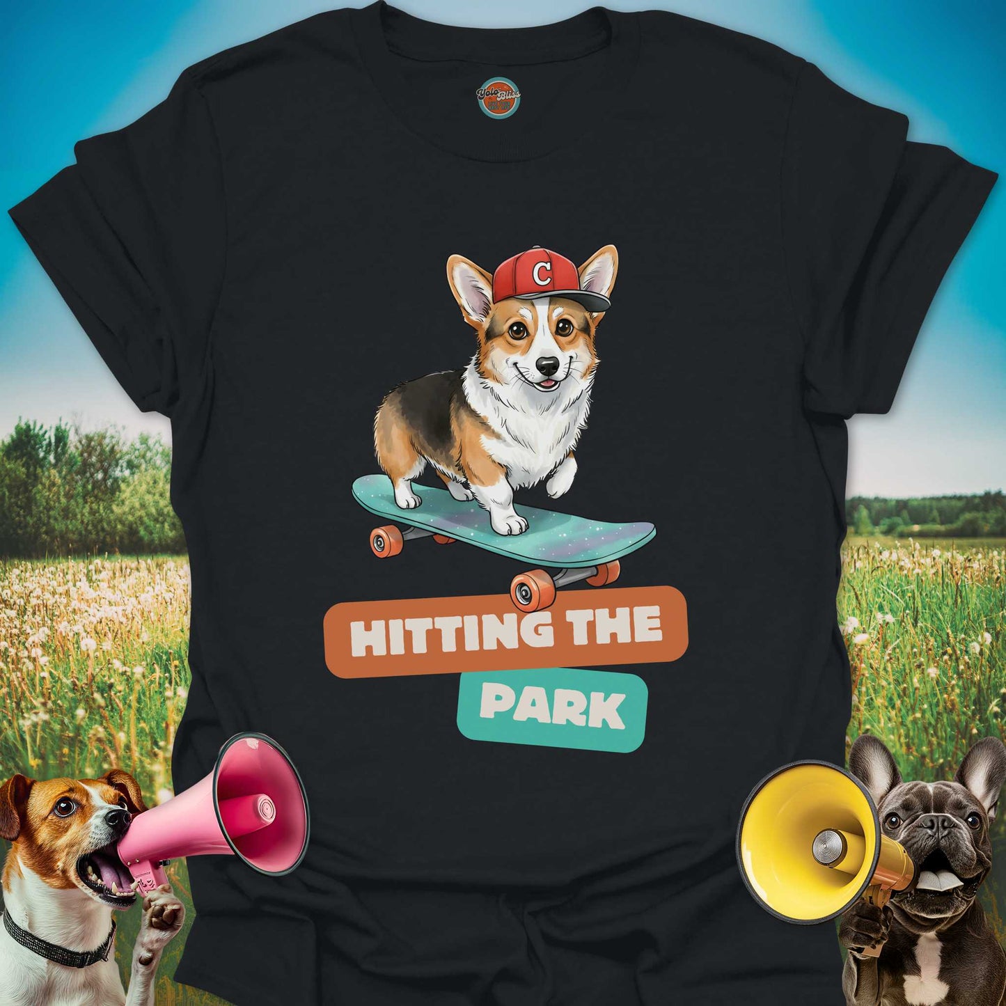 Corgi On Skateboard - Tee