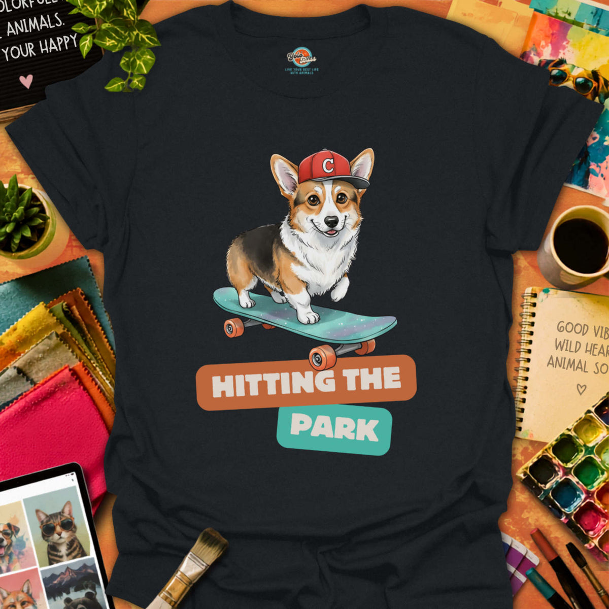 Corgi On Skateboard T-shirt