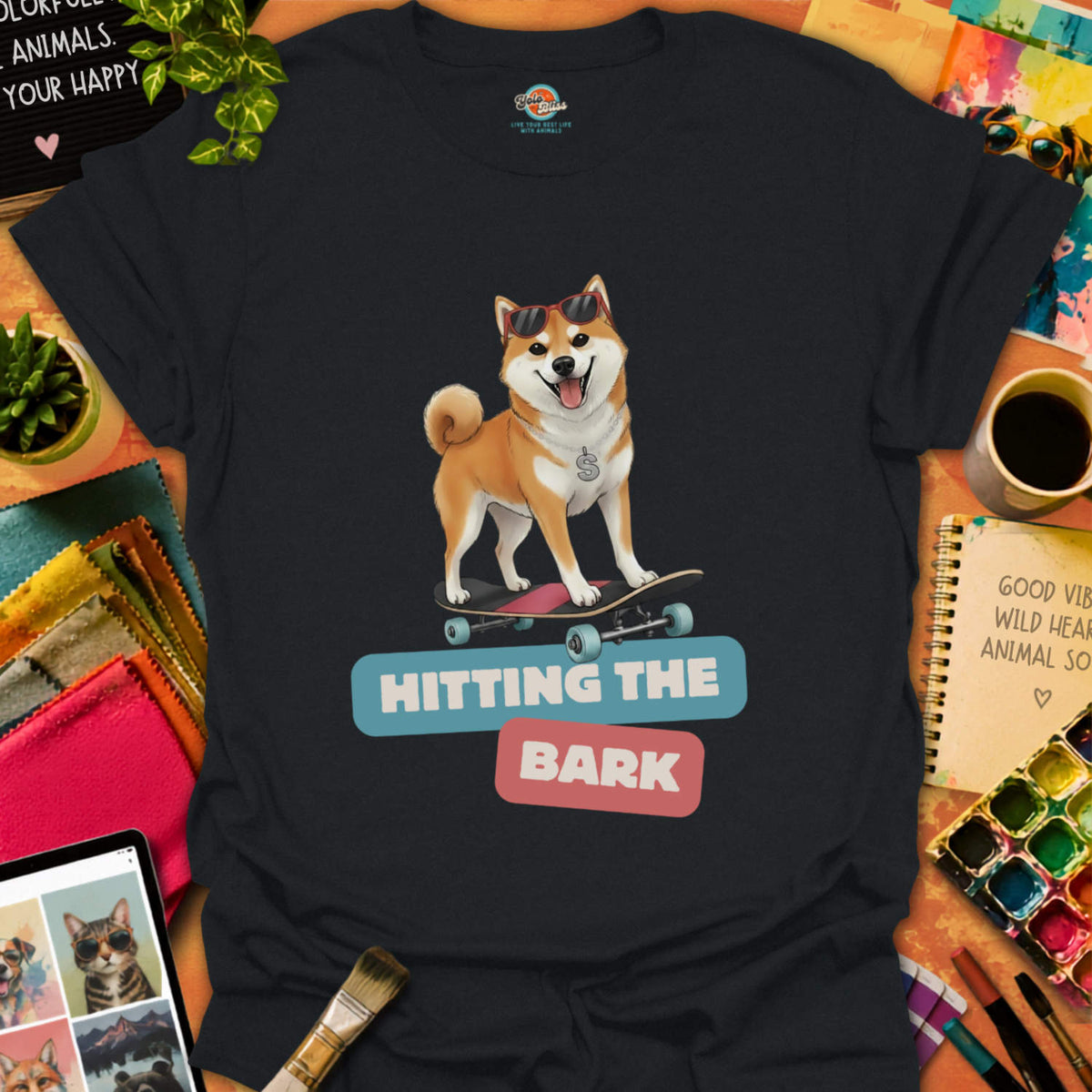 Shiba On Skateboard T-shirt