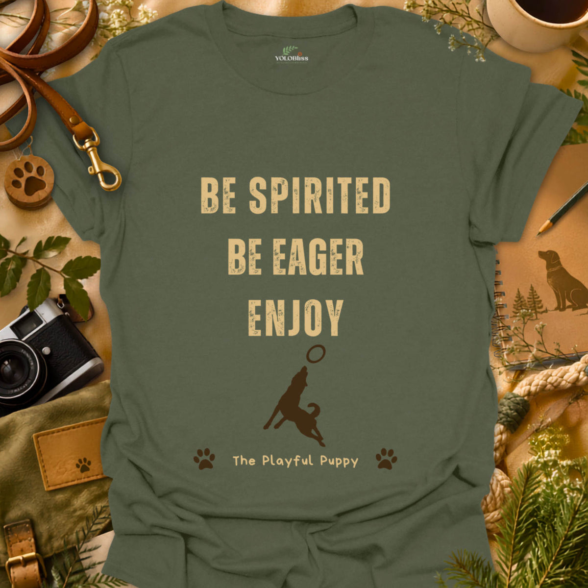 Rustic Playful Flyer Puppy T-shirt