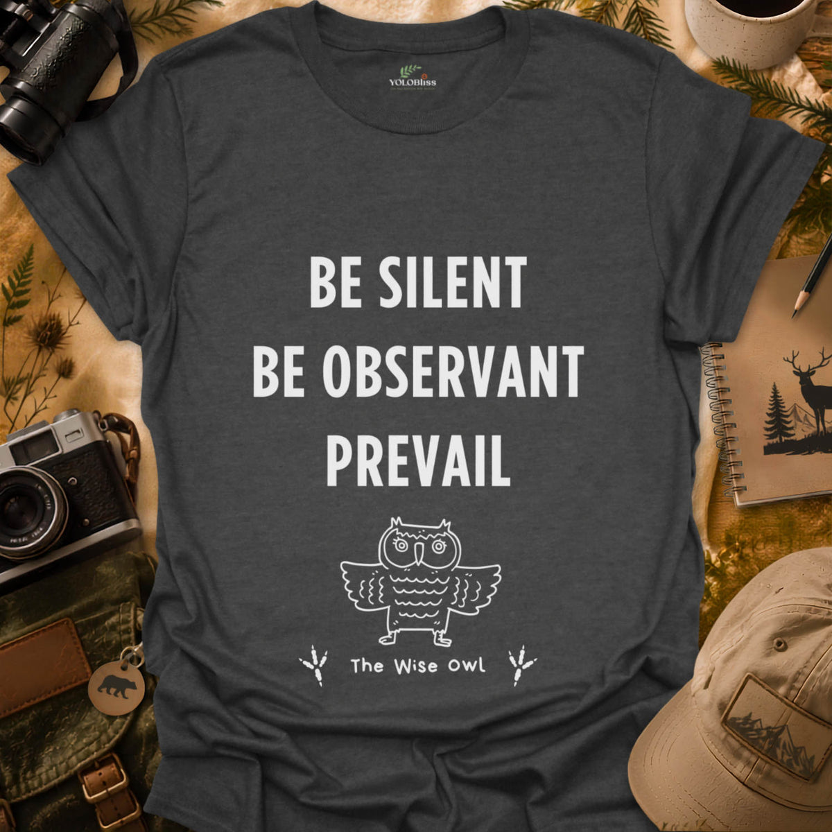 Wise Line Art Owl T-shirt