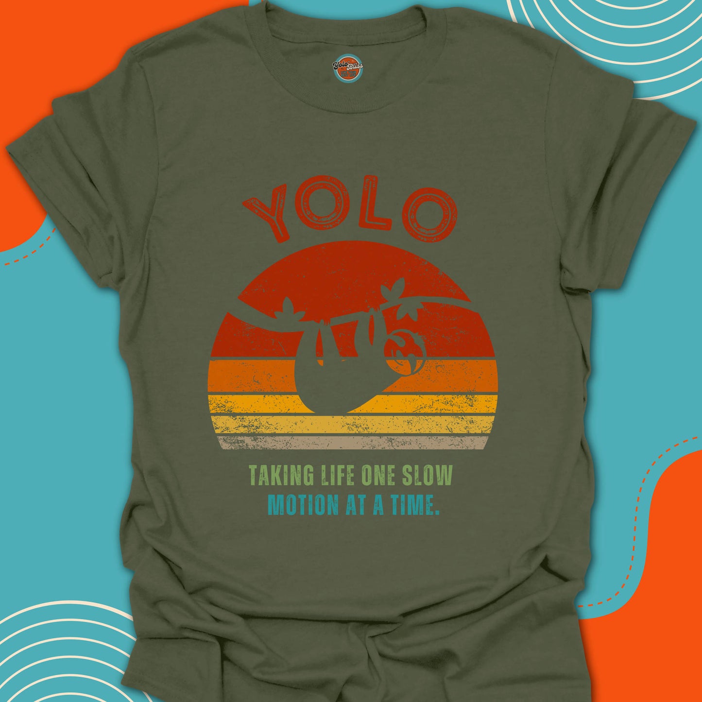 YOLO SUNSET SLOTH (Rustic) - Tee