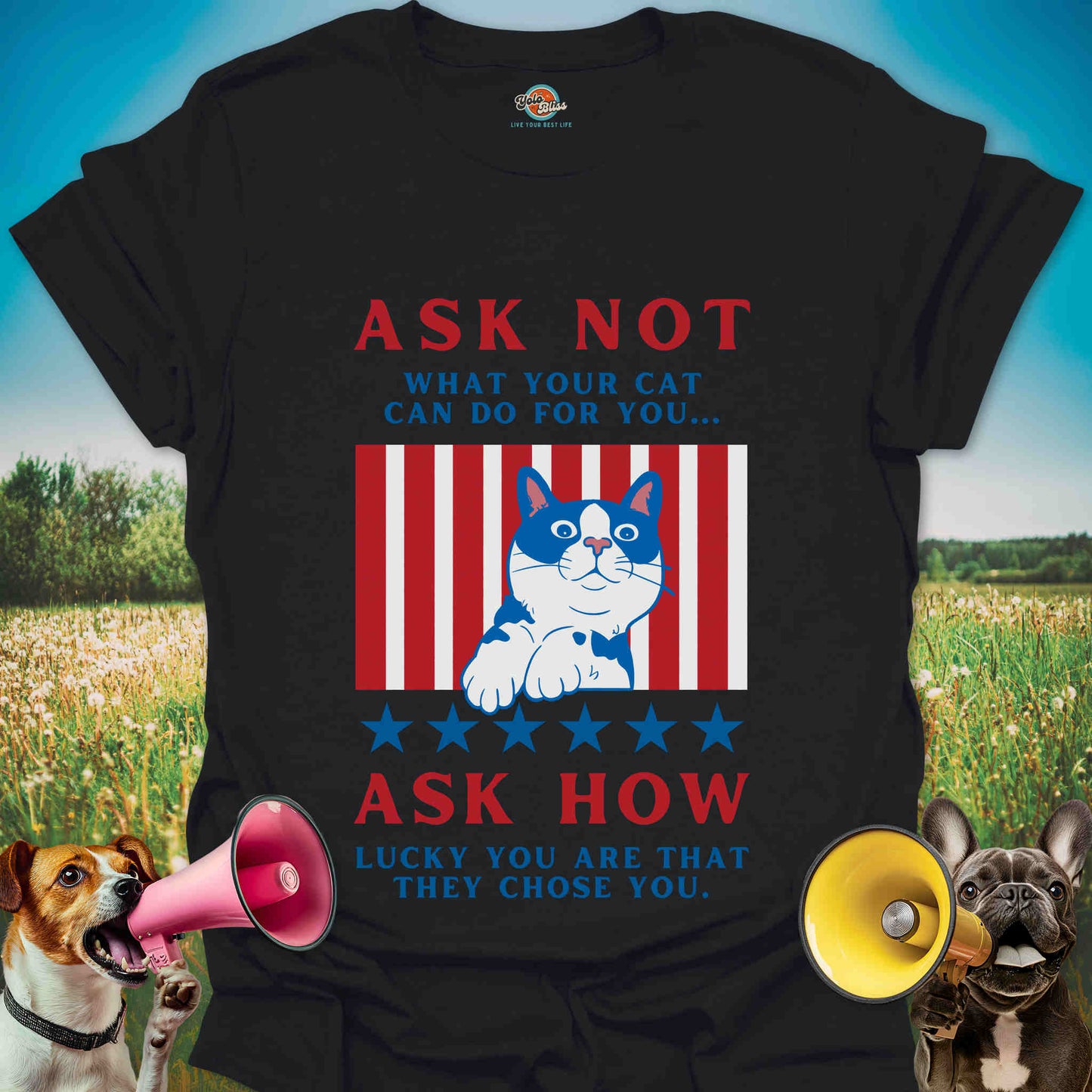 Ask Not What Your Cat Can Do For You - Patriotic Tuxedo Cat Tee