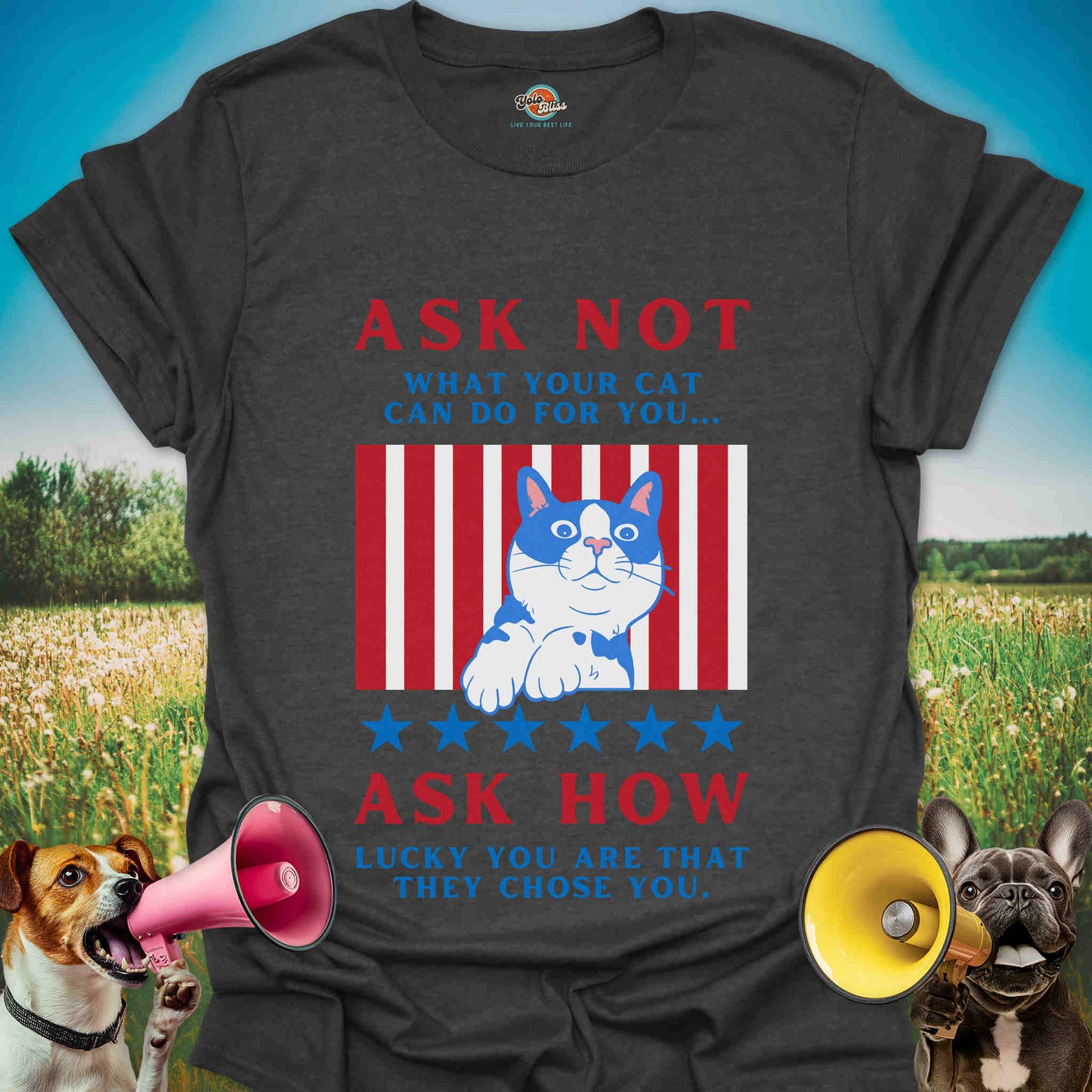 Ask Not What Your Cat Can Do For You - Patriotic Tuxedo Cat Tee