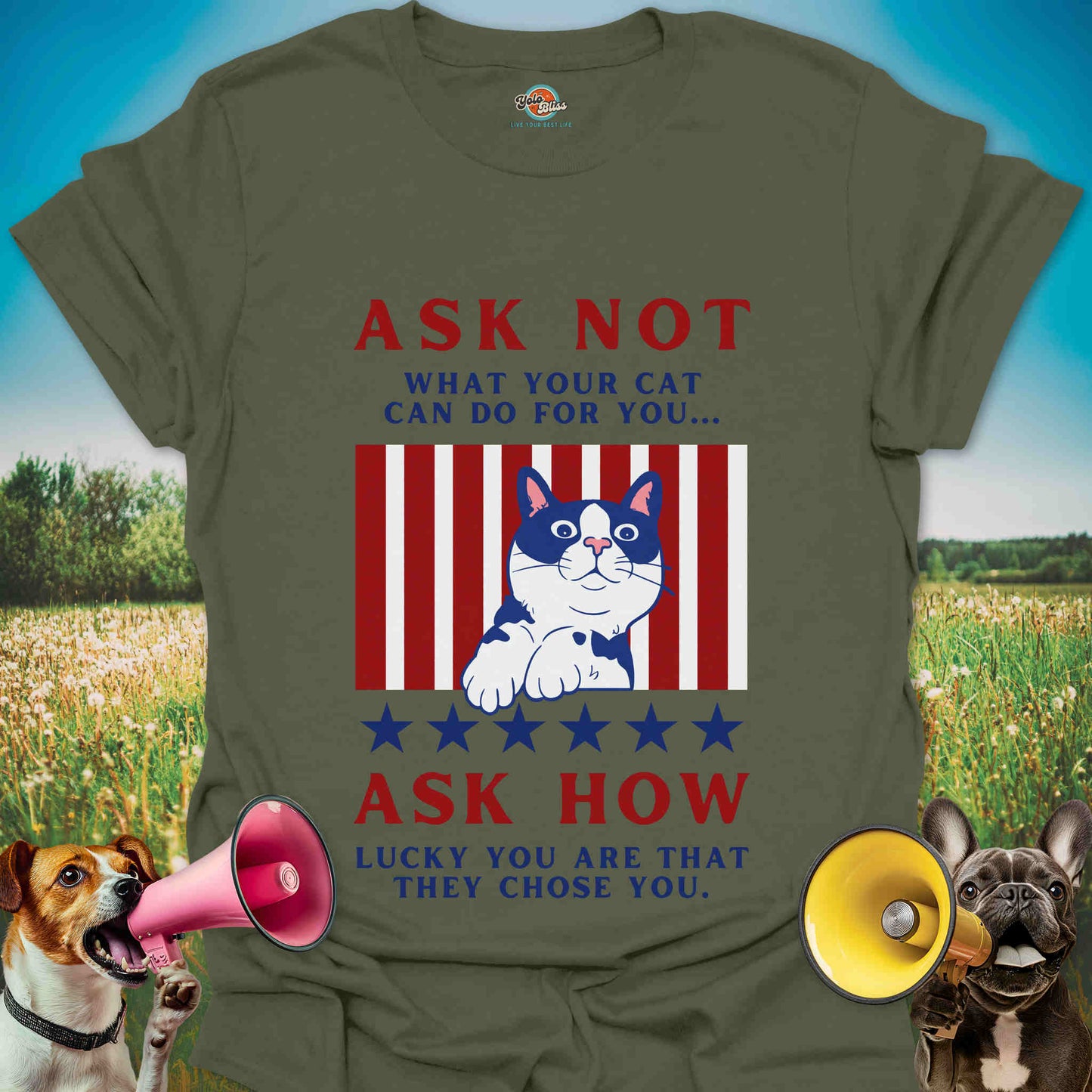 Ask Not What Your Cat Can Do For You - Patriotic Tuxedo Cat Tee