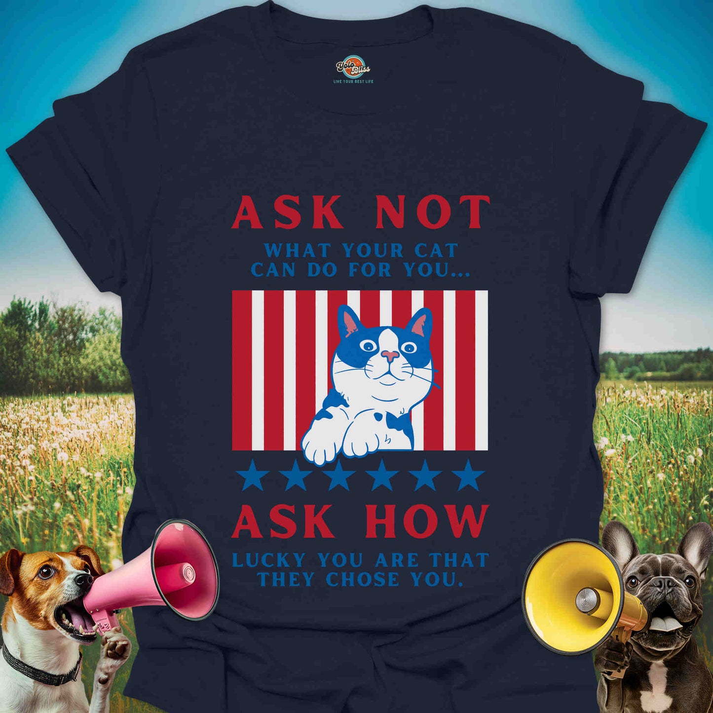 Ask Not What Your Cat Can Do For You - Patriotic Tuxedo Cat Tee