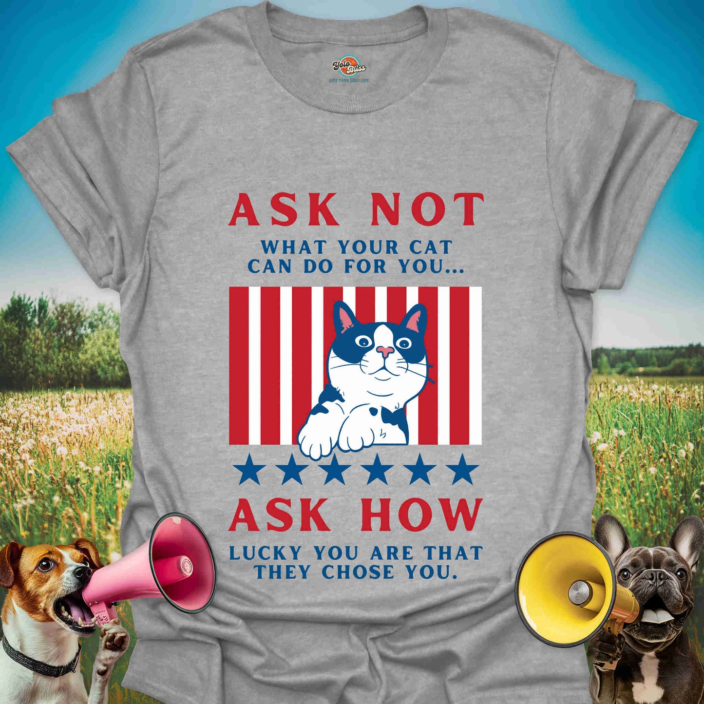 Ask Not What Your Cat Can Do For You - Patriotic Tuxedo Cat Tee