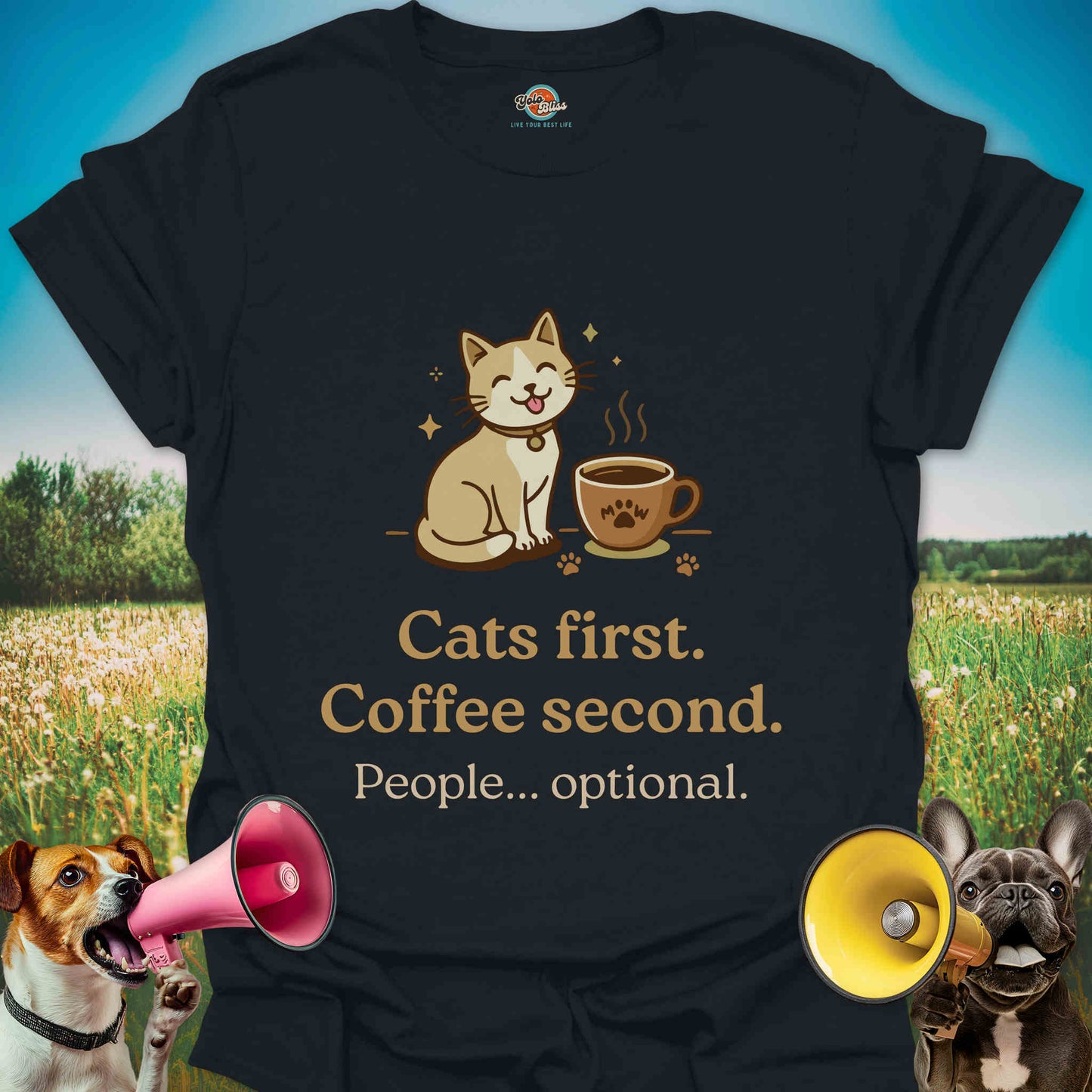 Cats First Coffee Second People Optional - Tee