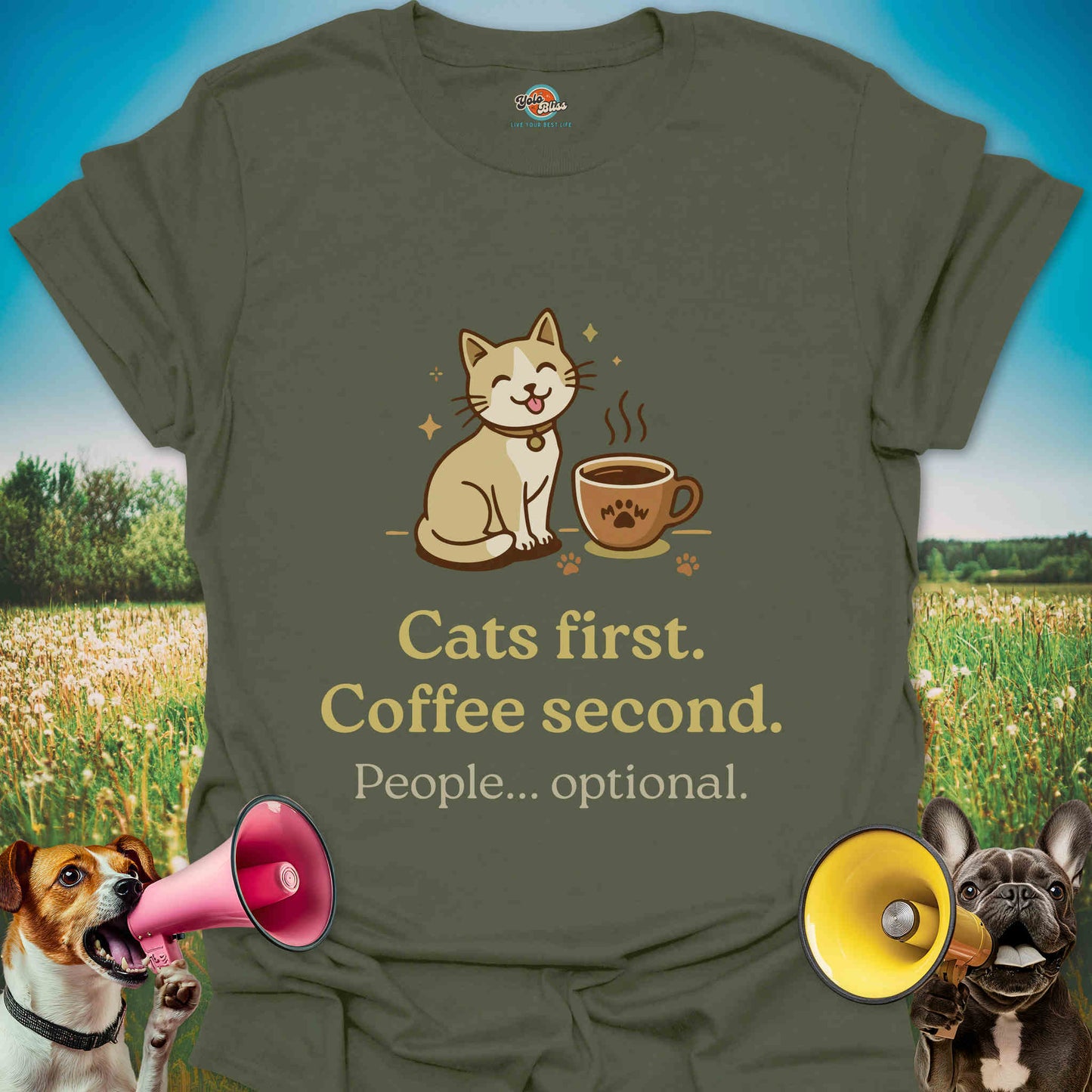 Cats First Coffee Second People Optional - Tee