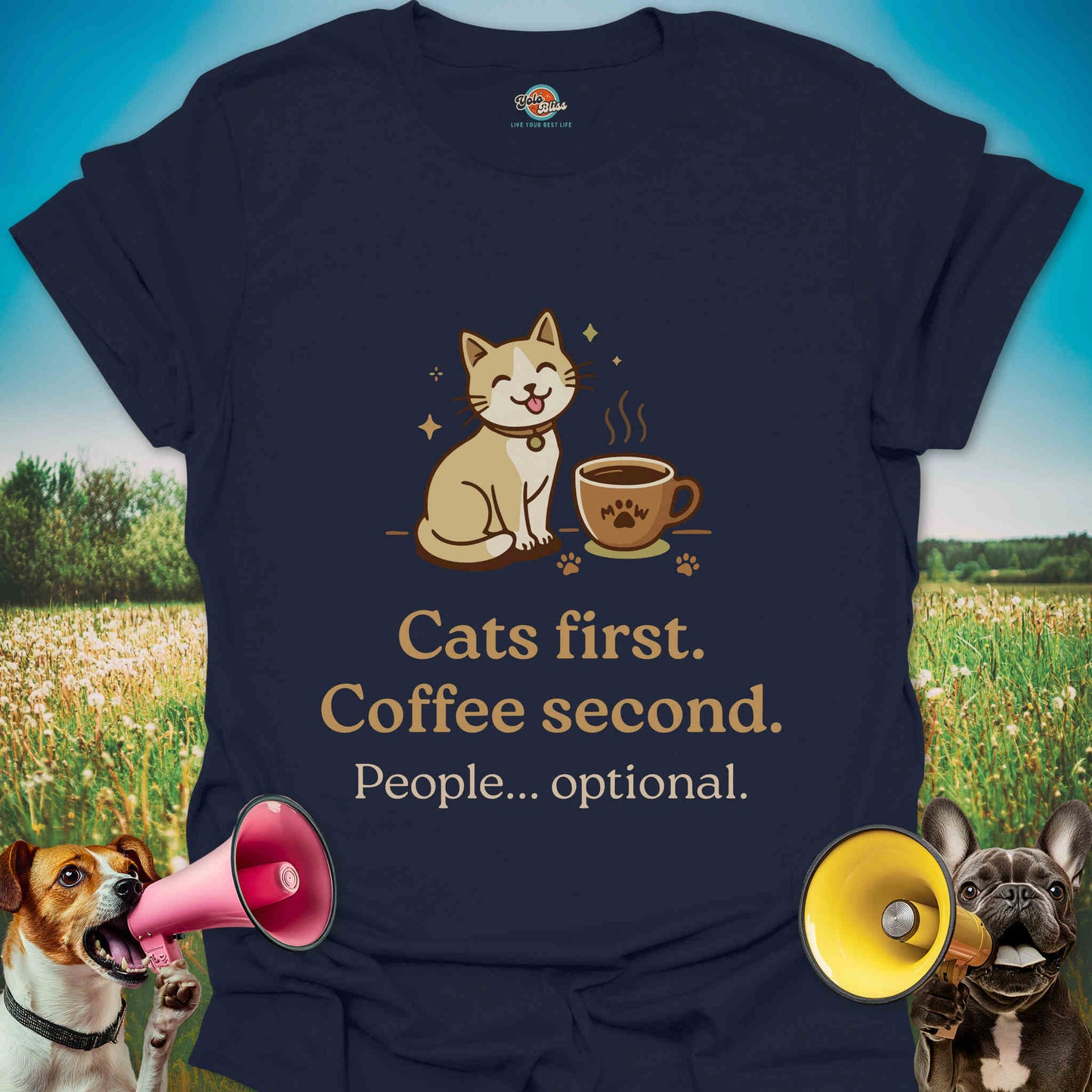 Cats First Coffee Second People Optional - Tee