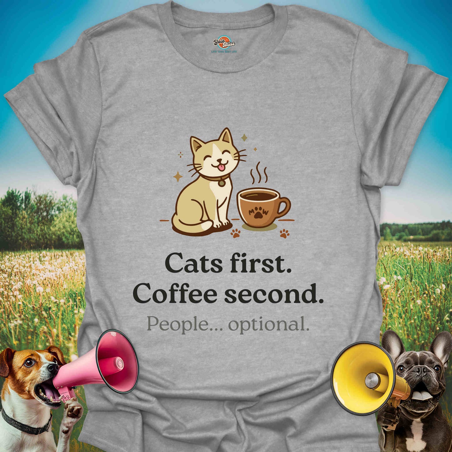 Cats First Coffee Second People Optional - Tee