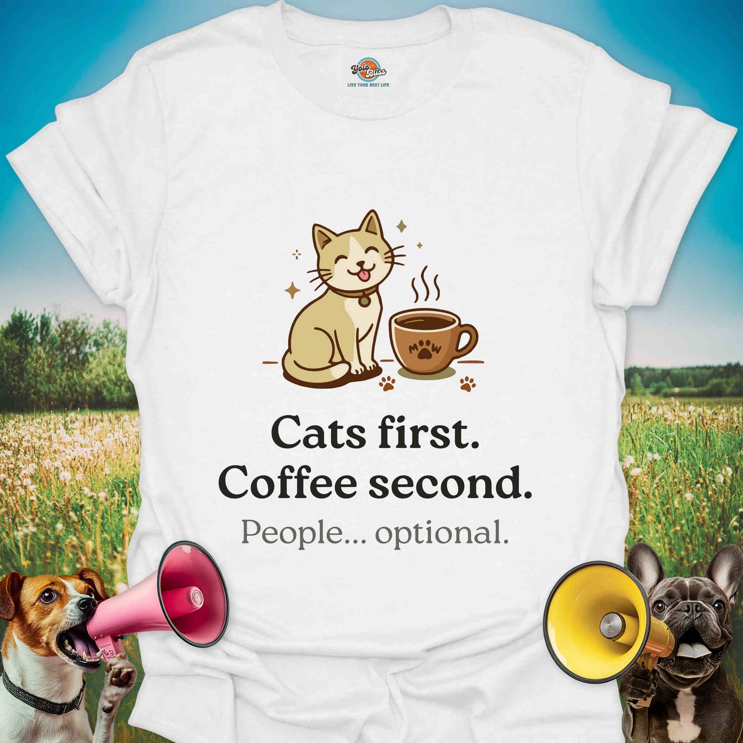 Cats First Coffee Second People Optional - Tee