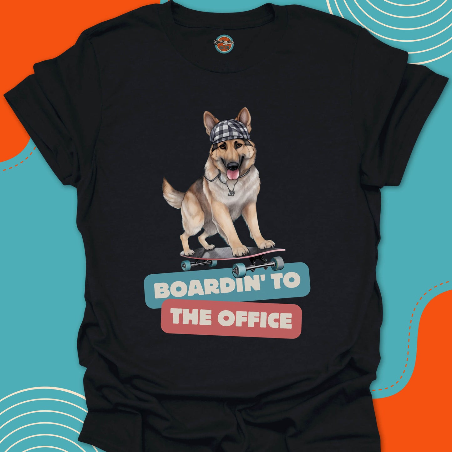 GERMAN SHEPHERD ON SKATEBOARD - Tee #1