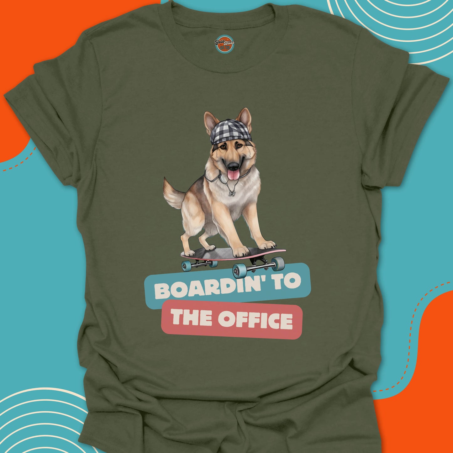 GERMAN SHEPHERD ON SKATEBOARD - Tee #1
