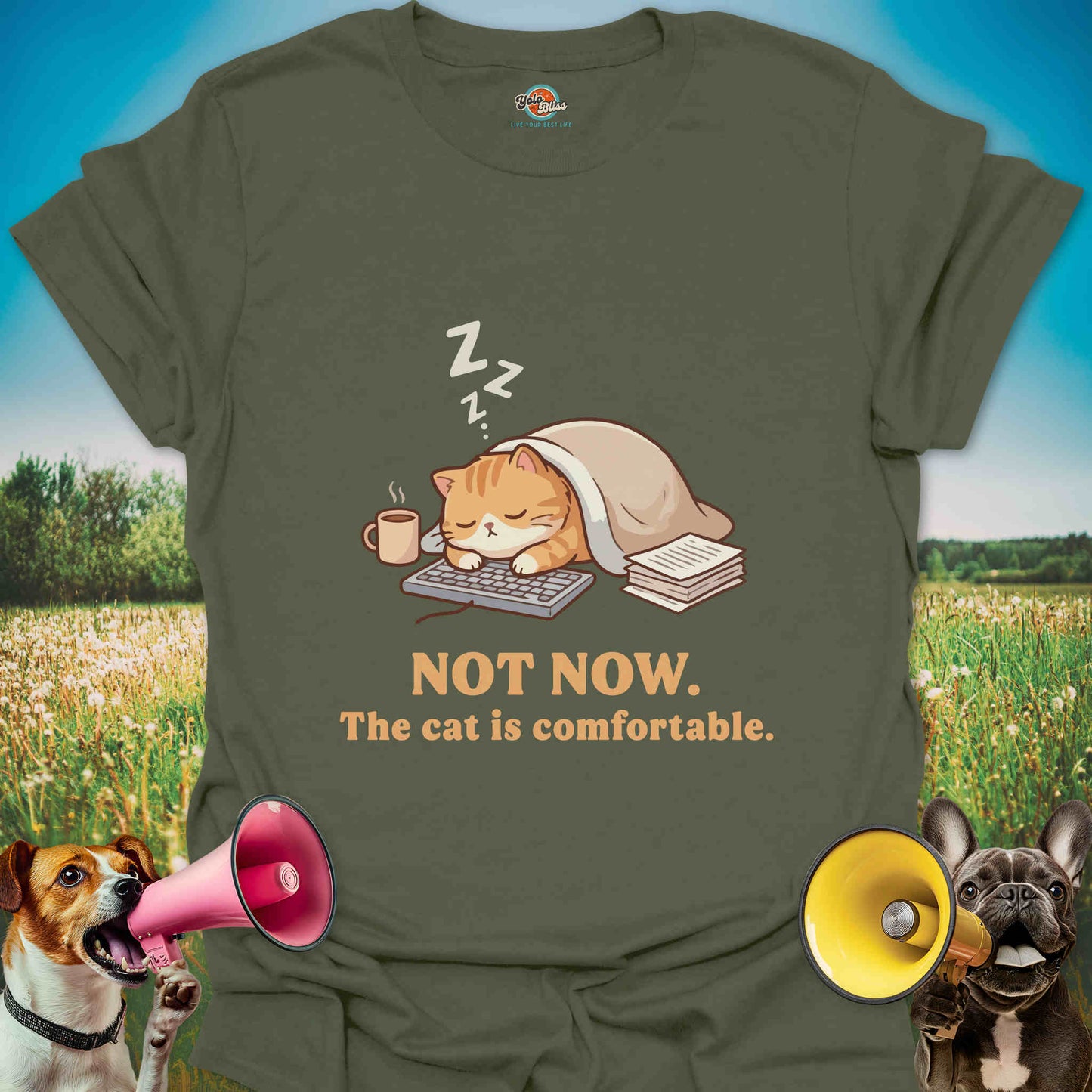 Not Now. The Cat Is Comfortable - Funny Cat Lover Tee