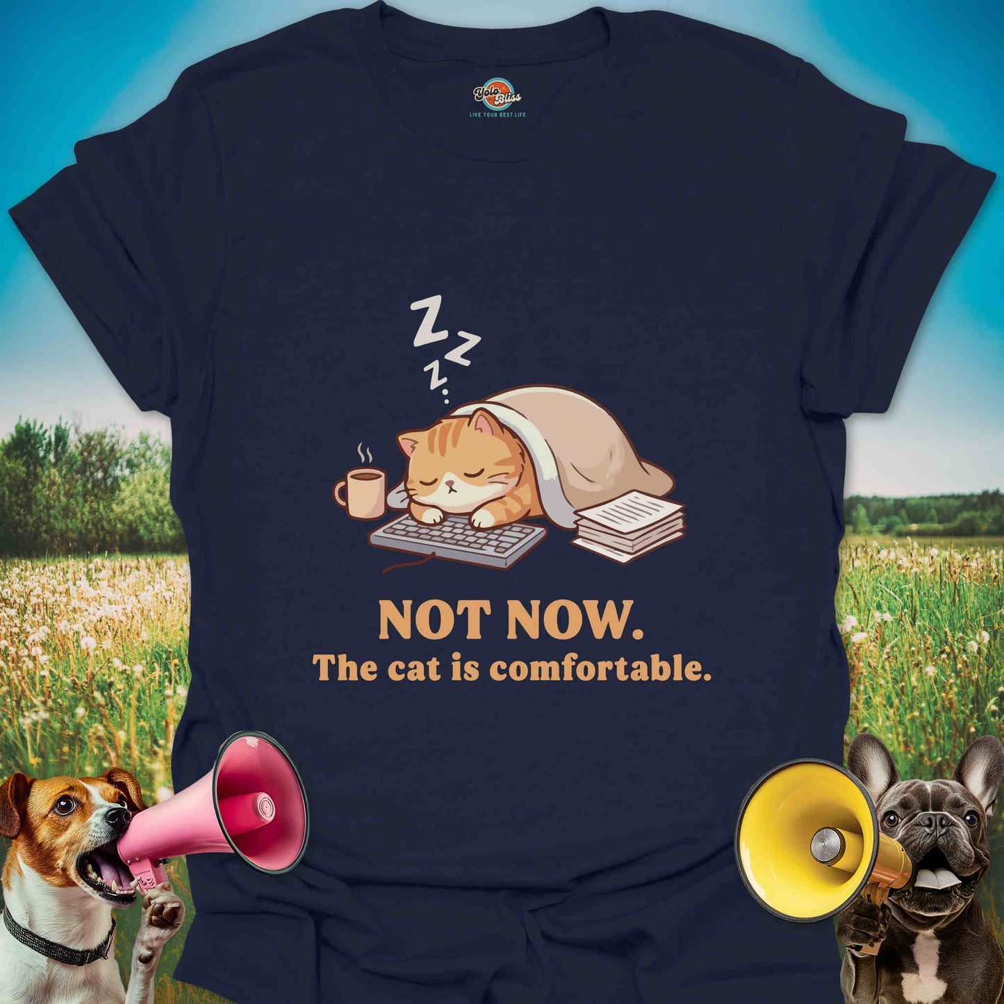 Not Now. The Cat Is Comfortable - Funny Cat Lover Tee