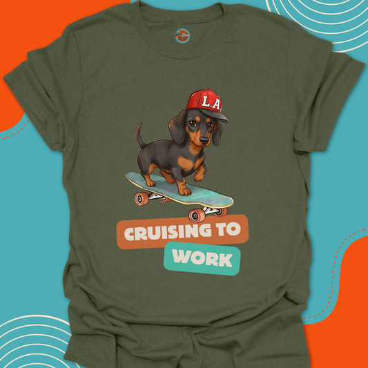 DACHSHUND ON SKATEBOARD - Tee