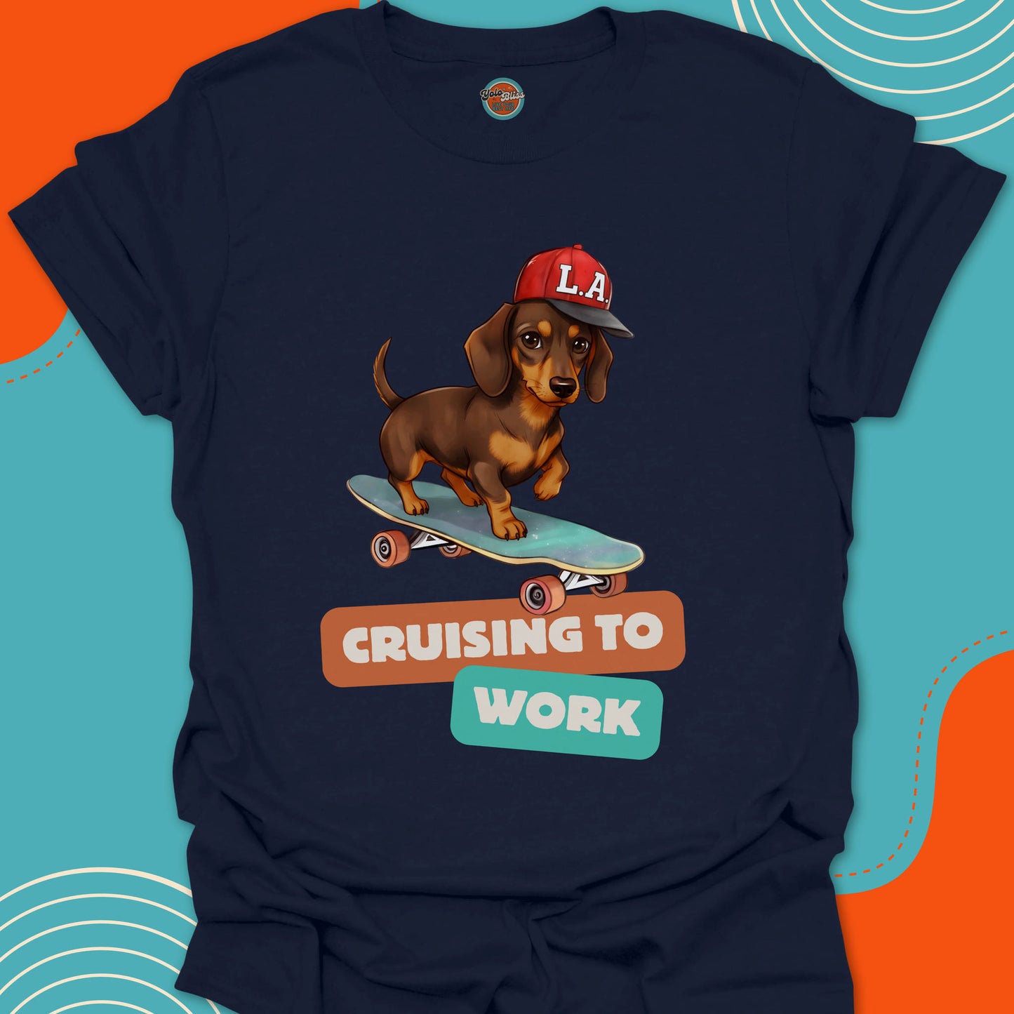 DACHSHUND ON SKATEBOARD - Tee