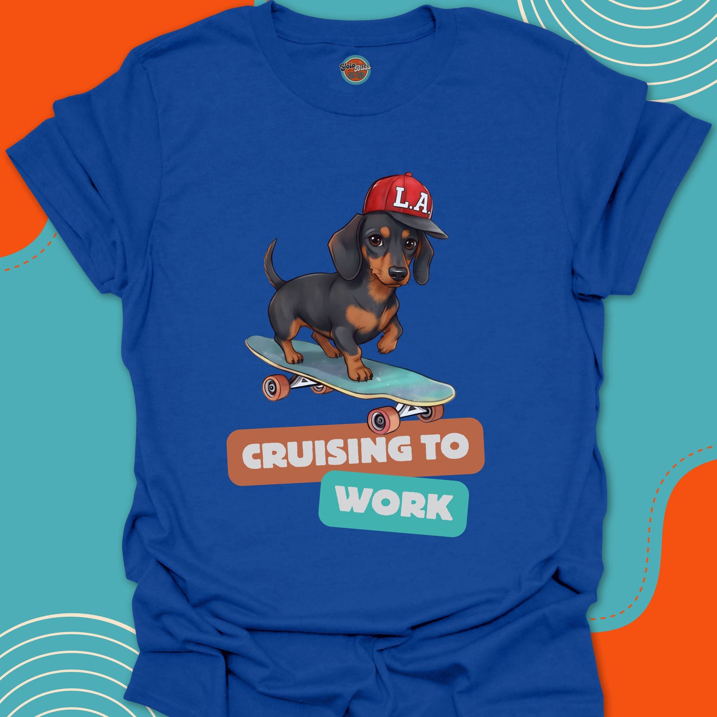 DACHSHUND ON SKATEBOARD - Tee