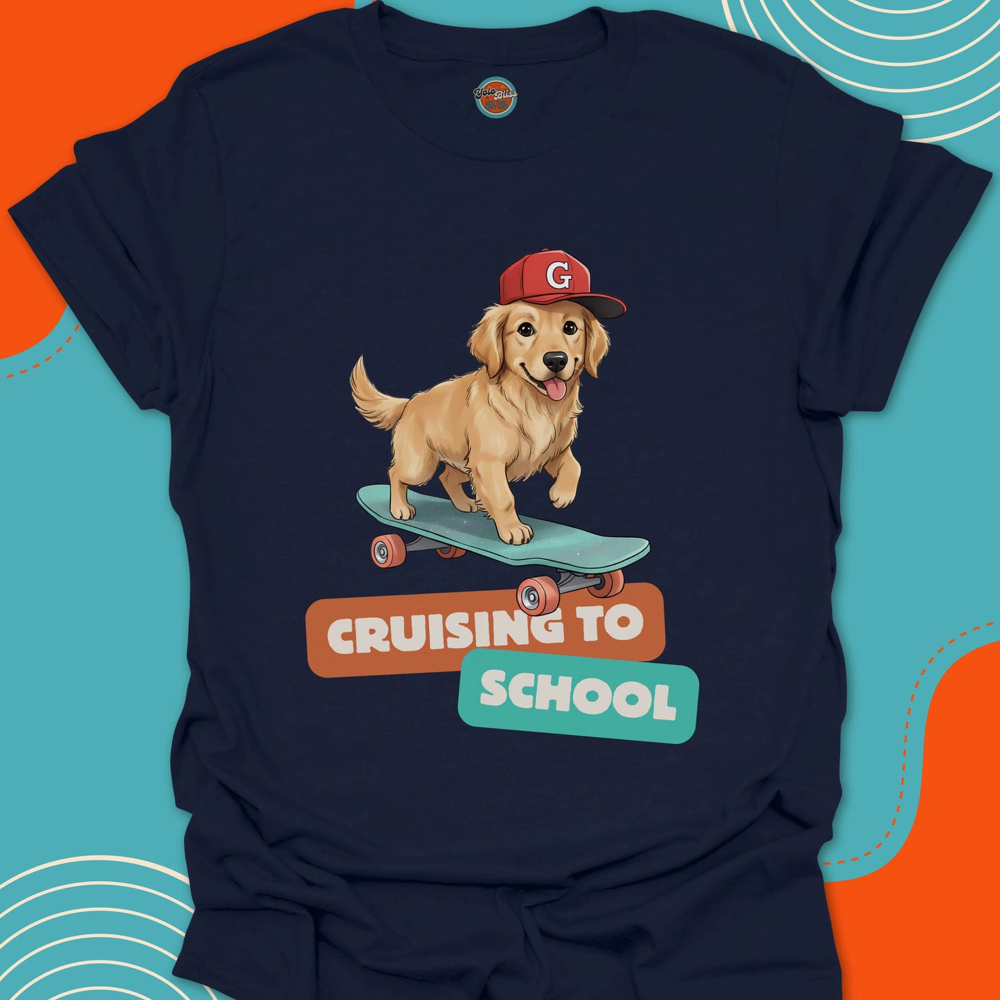 GOLDEN RETRIEVER ON SKATEBOARD - Tee