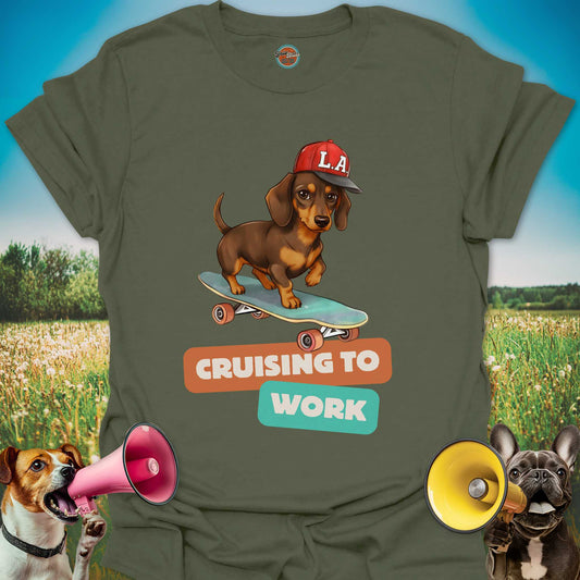 DACHSHUND ON SKATEBOARD - Tee